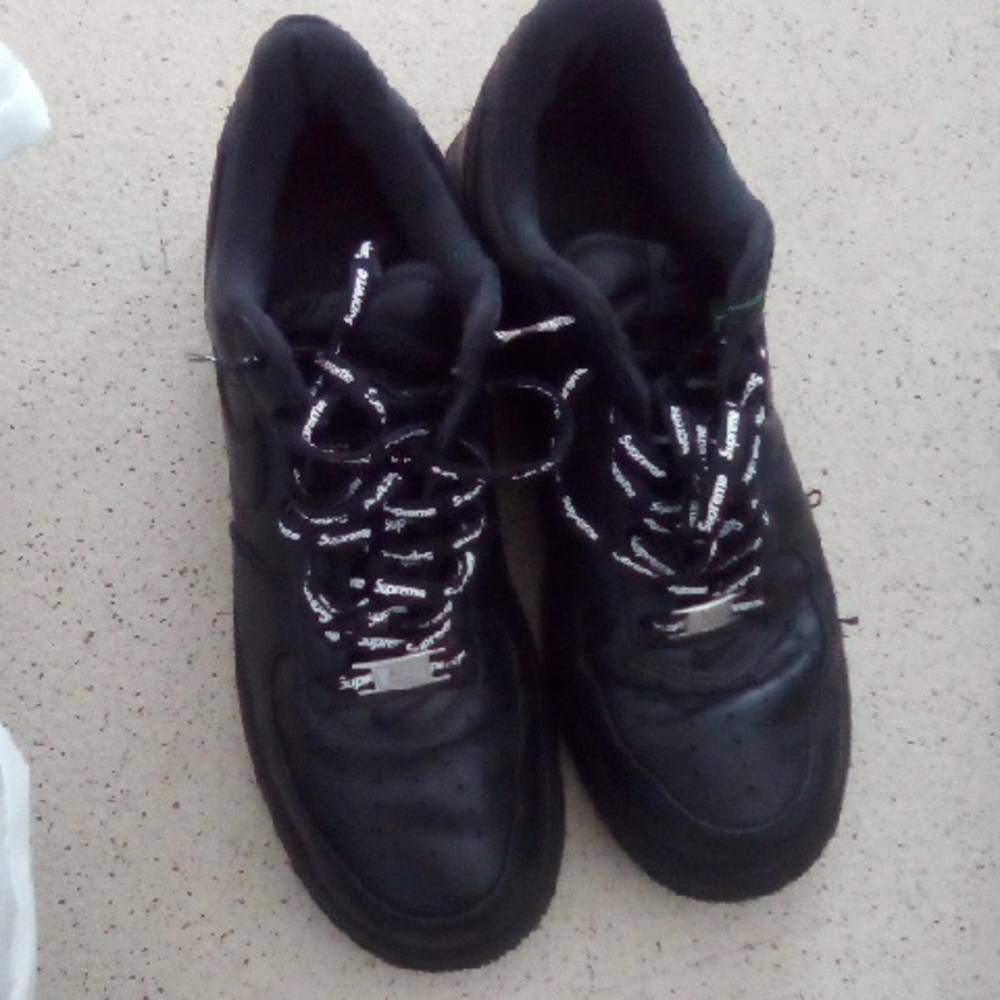 Supreme Black Sneakers with Logo Laces